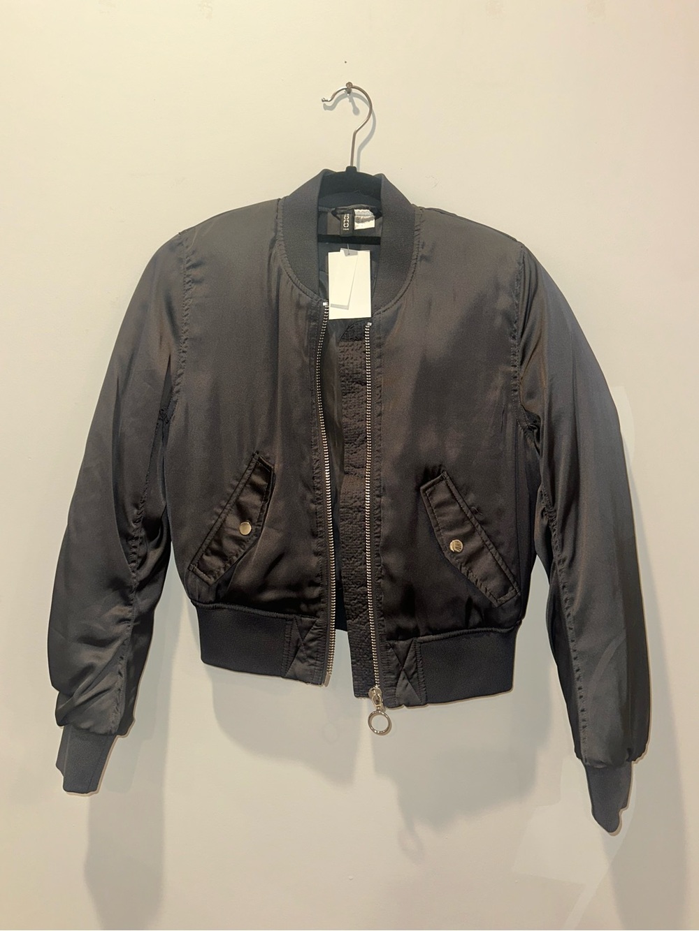 H&M Black Satin Bomber Jacket